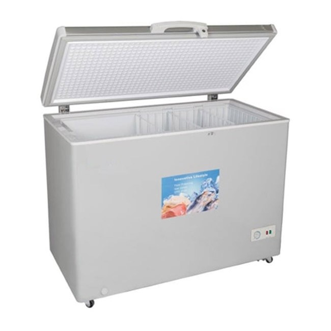 Akai 150 Liters Single Door Chest Freezer With External Condenser, Lock & Key, Wheels For Easy Movement CFMA-156CE-AR6N INSIDE ALUMINIUM
