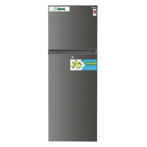 AKAI 265 Liters Double Door Refrigerator No Frost Fridge Freezer, Glass Shelves 4 Stars ESMA Rated One Year Service Warranty Titanium Finish RFMA-S265WTA - New Edition