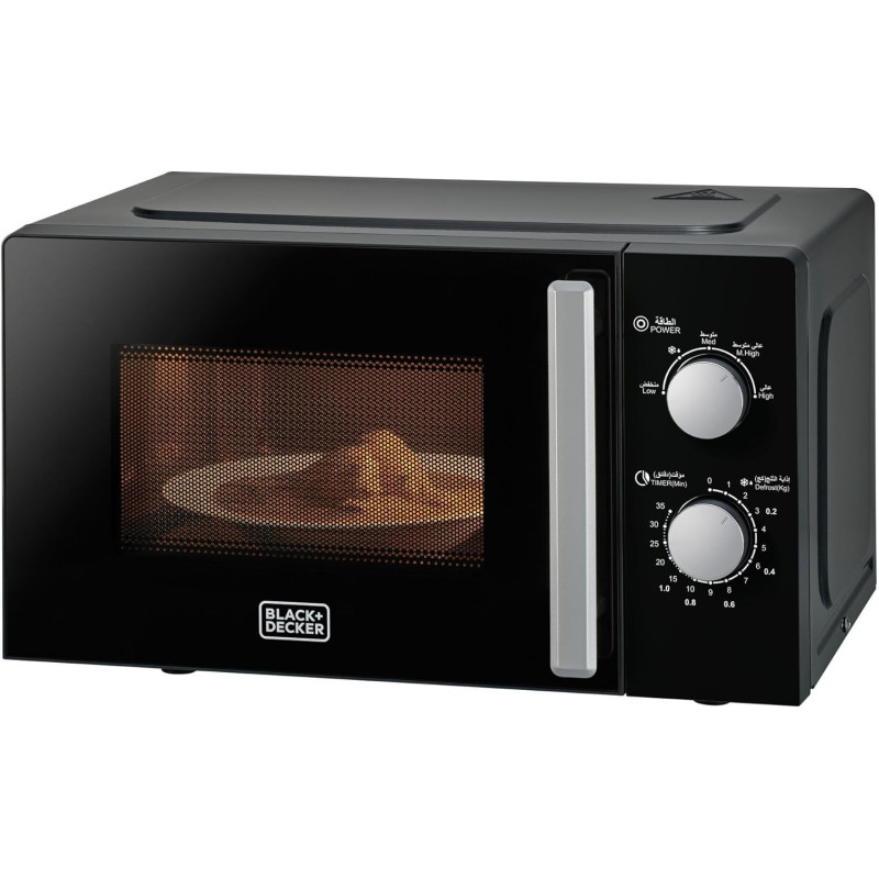 Black & Decker Solo Microwave Oven, 20 Litres,700W, 5 Power levels,Defrost Function and 35 minutes timer,255mm Glass Turntable,Uniform Cooking,Easy Clean Cavity,Black-MZ2005P-B5